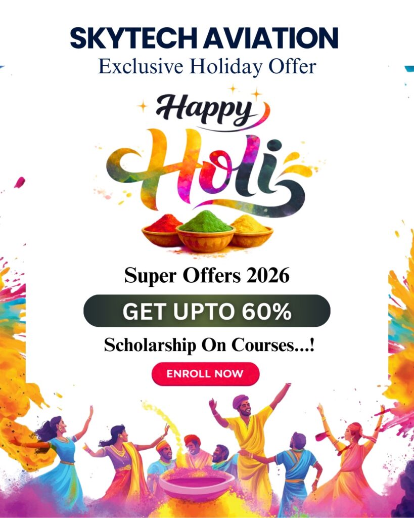 holi banner for skytech aviation (air hostess training institute)