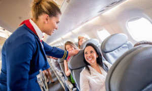 Franchise opportunities 6 Air hostess listening to passenger carefully