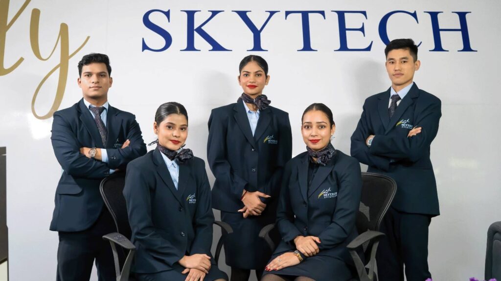 This image show the air hostess/cabin crew candidate of skytech aviation